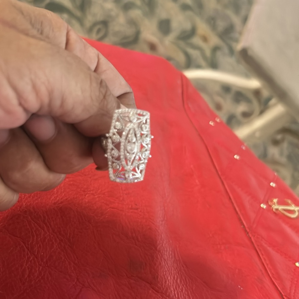 925 Sterling ‘Marcasite’ Rectangular Ring 7 - image 5